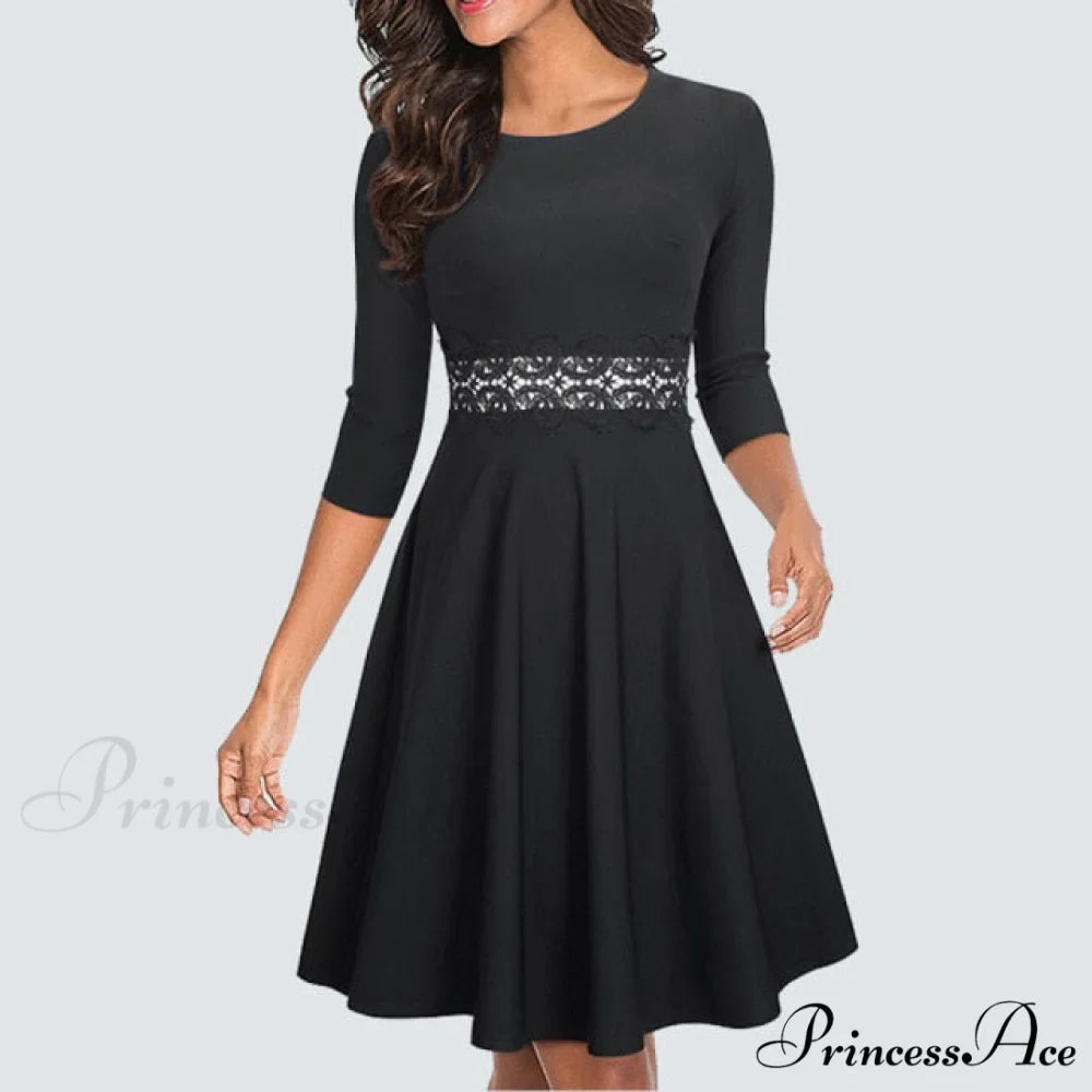 Floral Lace Patchwork Sleeveless Tunic Party Swing Dress