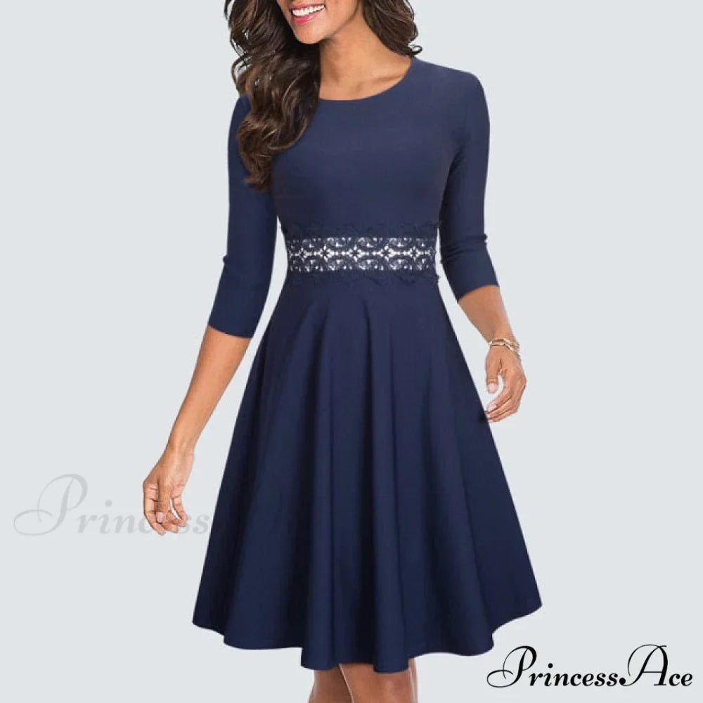 Floral Lace Patchwork Sleeveless Tunic Party Swing Dress