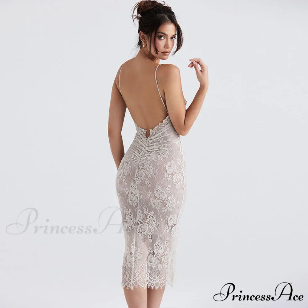 Floral Lace Ruched Tie Back Cap Sophisticated Sleeve Square Neck Mini Sundress - White