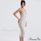 Floral Lace Ruched Tie Back Cap Sophisticated Sleeve Square Neck Mini Sundress - White