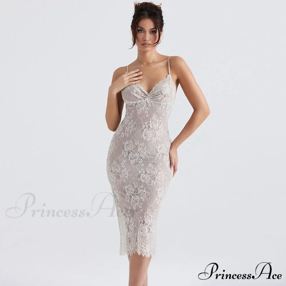 Floral Lace Ruched Tie Back Cap Sophisticated Sleeve Square Neck Mini Sundress - White