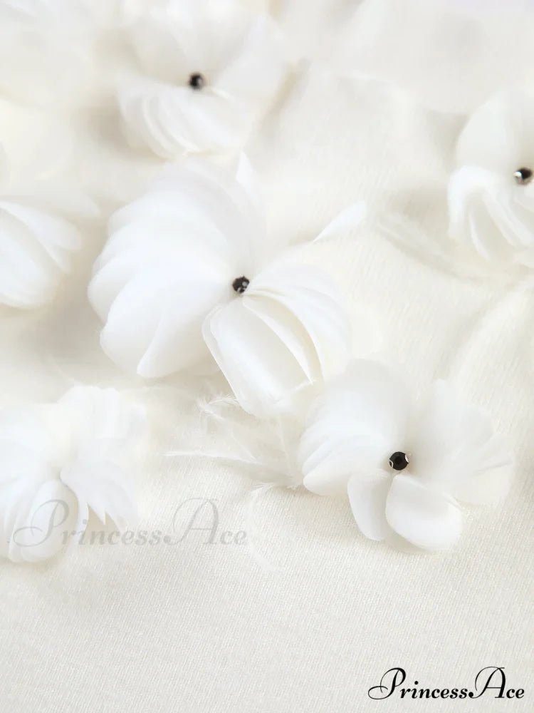 Floral Long Graceful Sleeve Knit Top