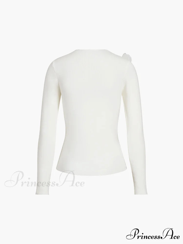 Floral Long Graceful Sleeve Knit Top