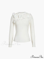 Floral Long Graceful Sleeve Knit Top