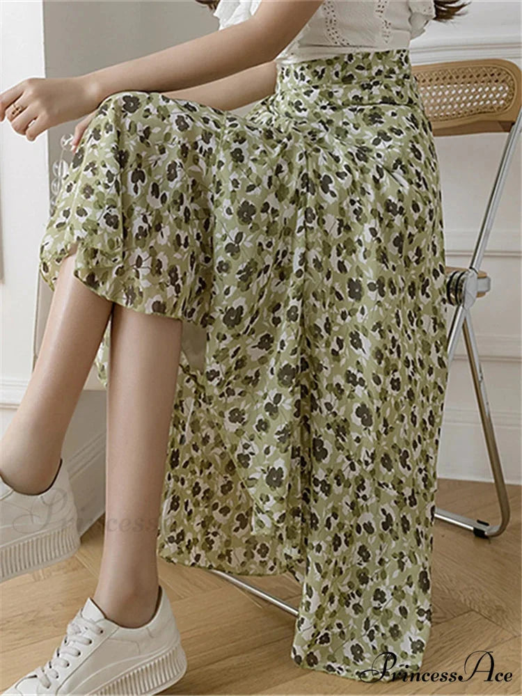 Floral Pattern A-Line Bohemian Retro Skirt Summer Spring