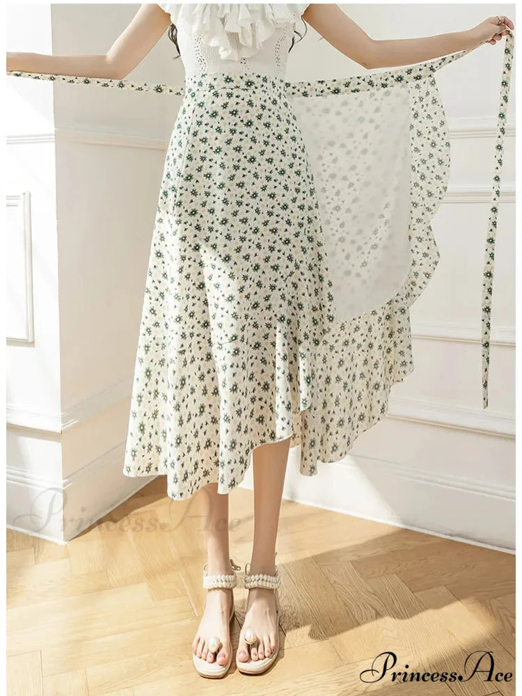 Floral Pattern A-Line Bohemian Retro Skirt Summer Spring