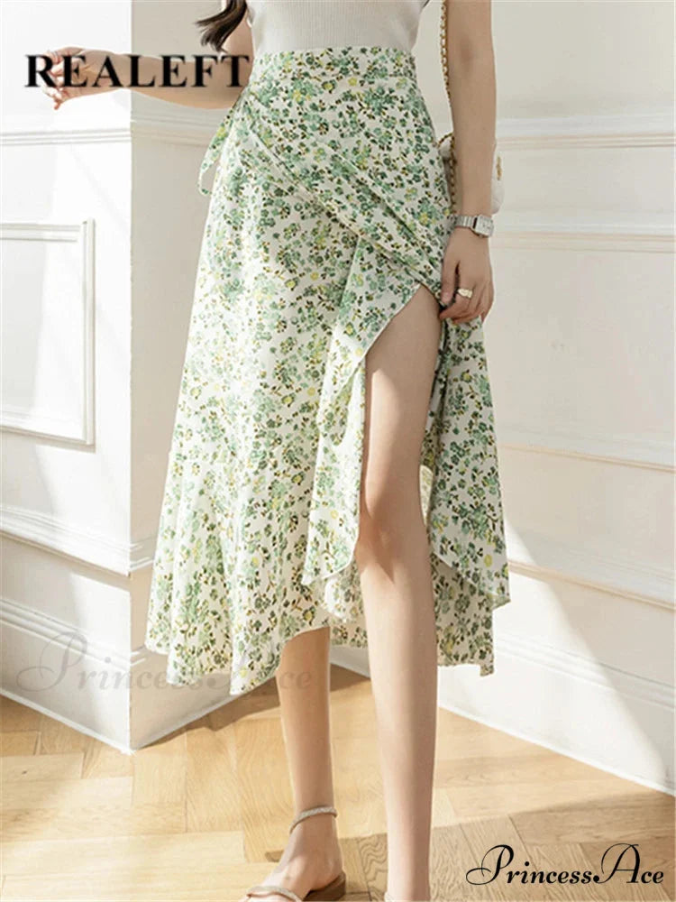 Floral Pattern A-Line Bohemian Retro Skirt Summer Spring