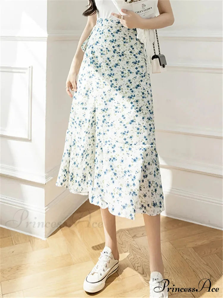Floral Pattern A-Line Bohemian Retro Skirt Summer Spring
