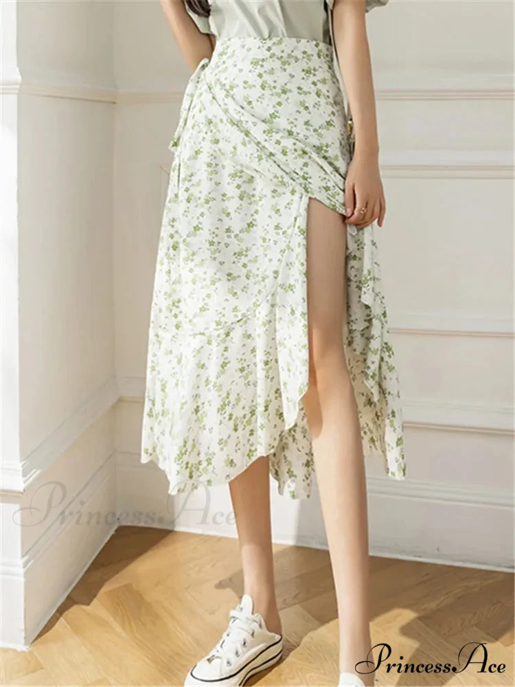 Floral Pattern A-Line Bohemian Retro Skirt Summer Spring