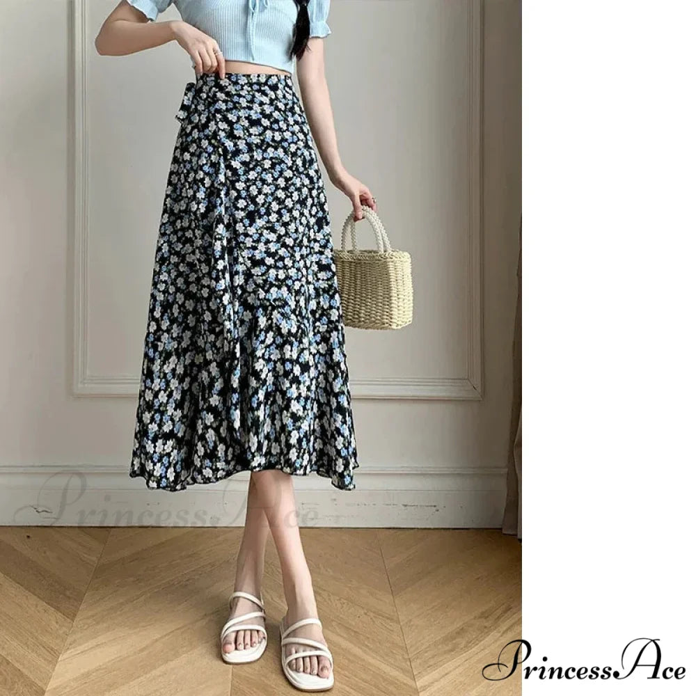 Floral Pattern A-Line Bohemian Retro Skirt Summer Spring