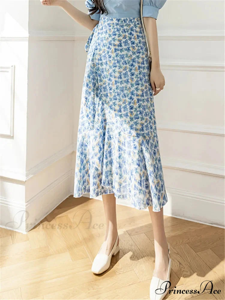 Floral Pattern A-Line Bohemian Retro Skirt Summer Spring