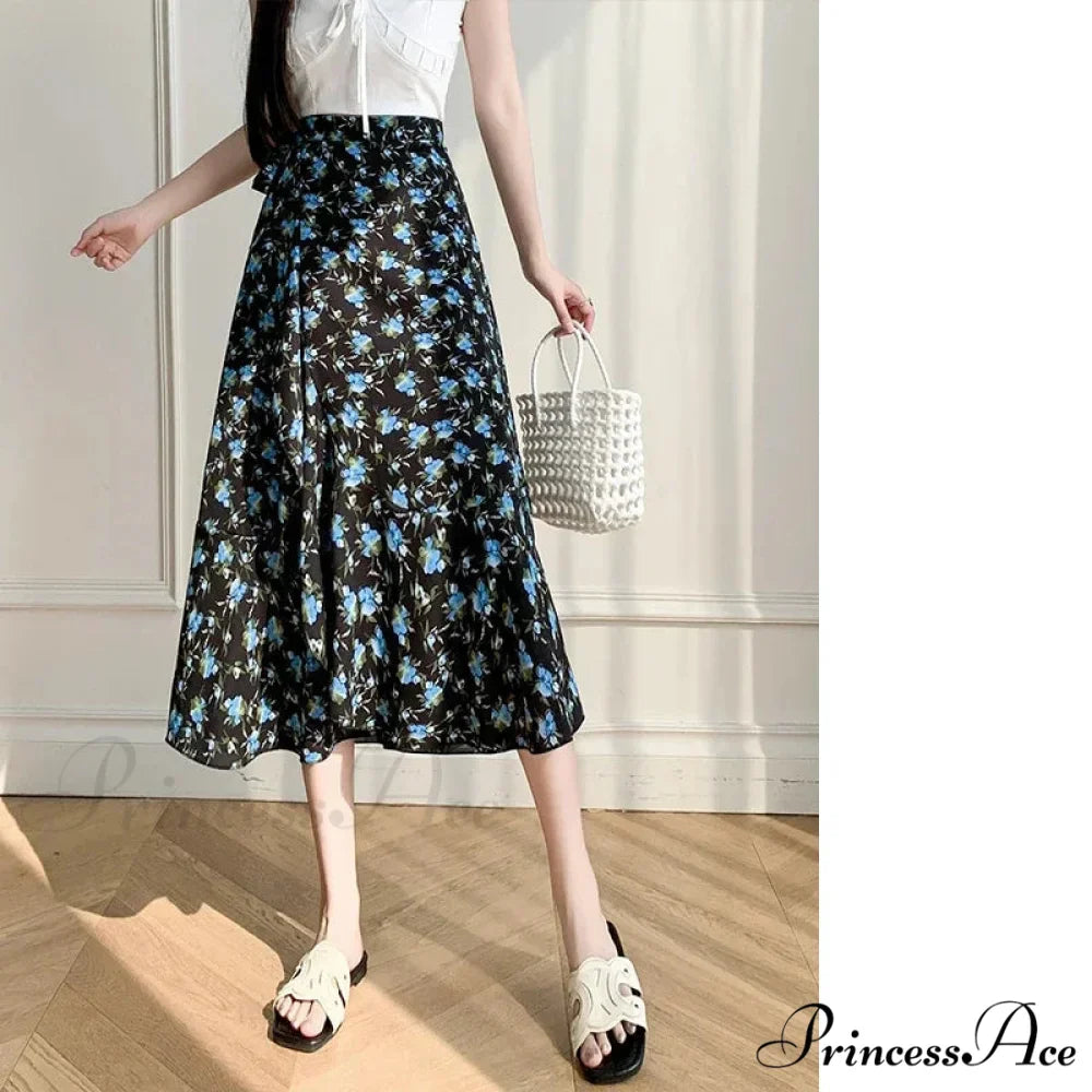Floral Pattern A-Line Bohemian Retro Skirt Summer Spring