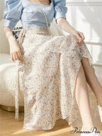 Floral Pattern A-Line Bohemian Retro Skirt Summer Spring