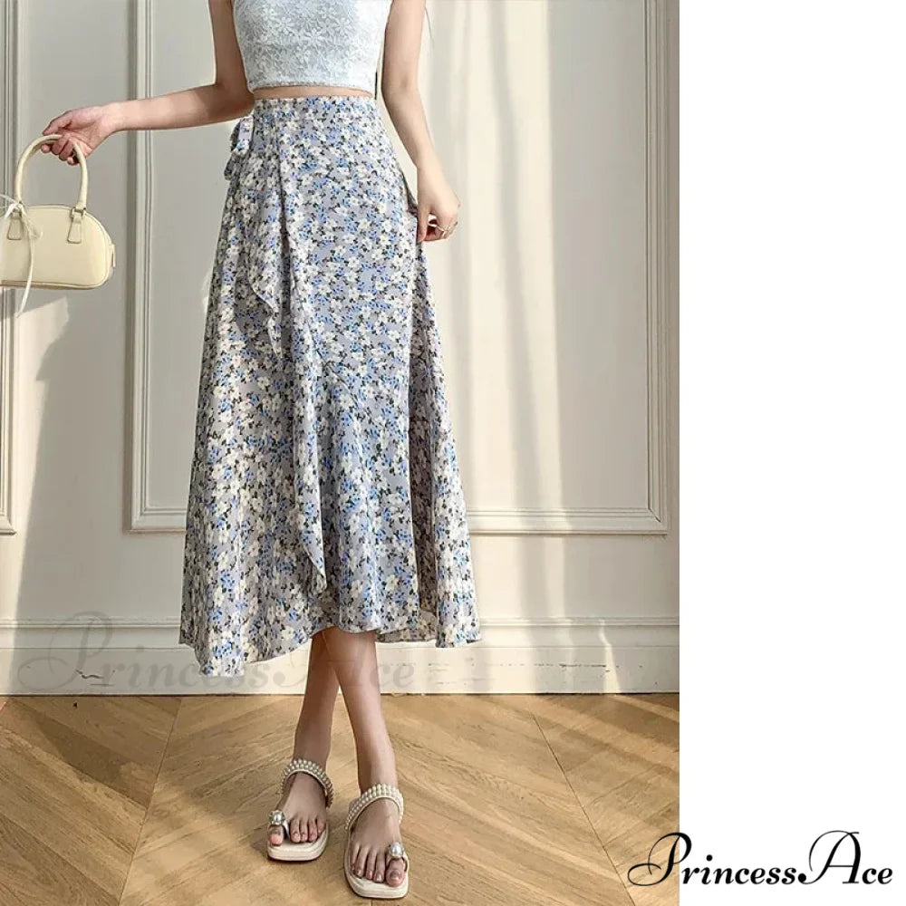Floral Pattern A-Line Bohemian Retro Skirt Summer Spring
