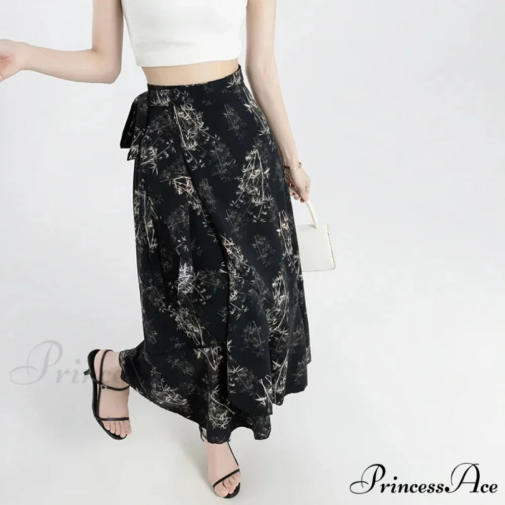 Floral Pattern A-Line Bohemian Retro Skirt Summer Spring