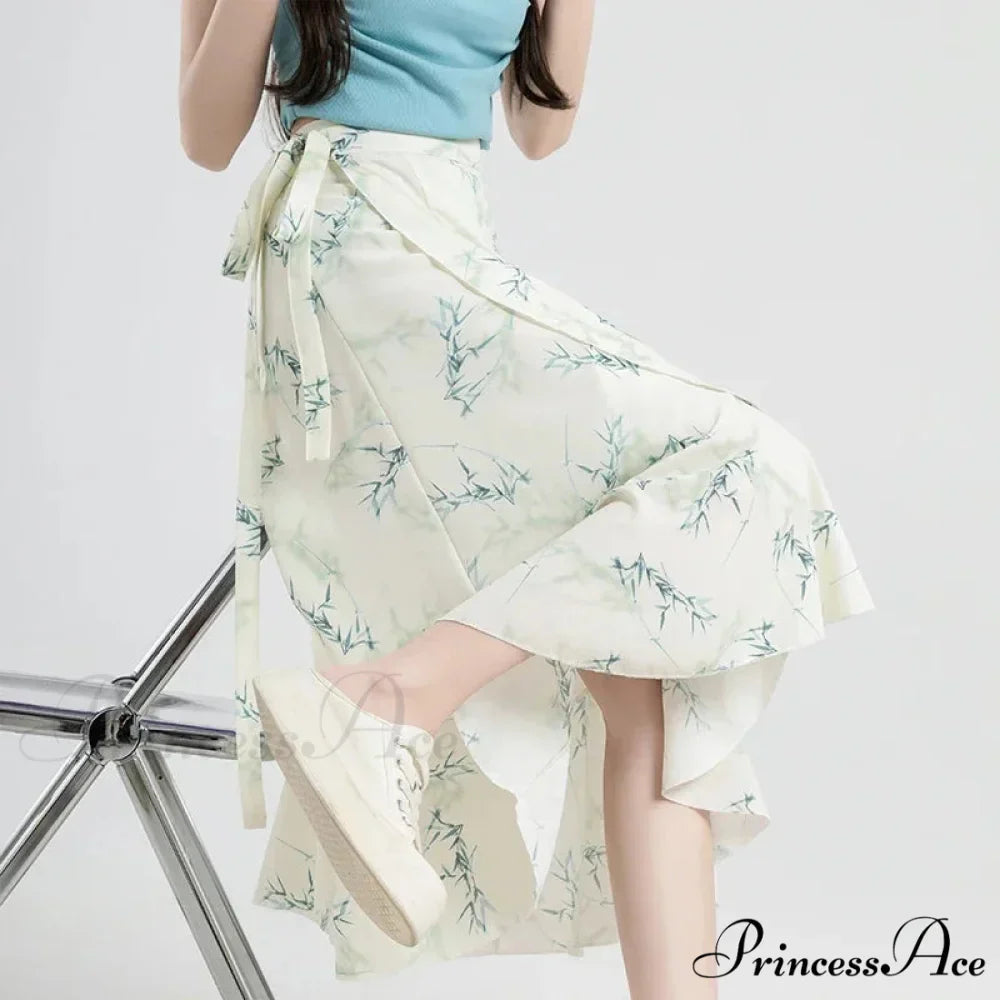 Floral Pattern A-Line Bohemian Retro Skirt Summer Spring