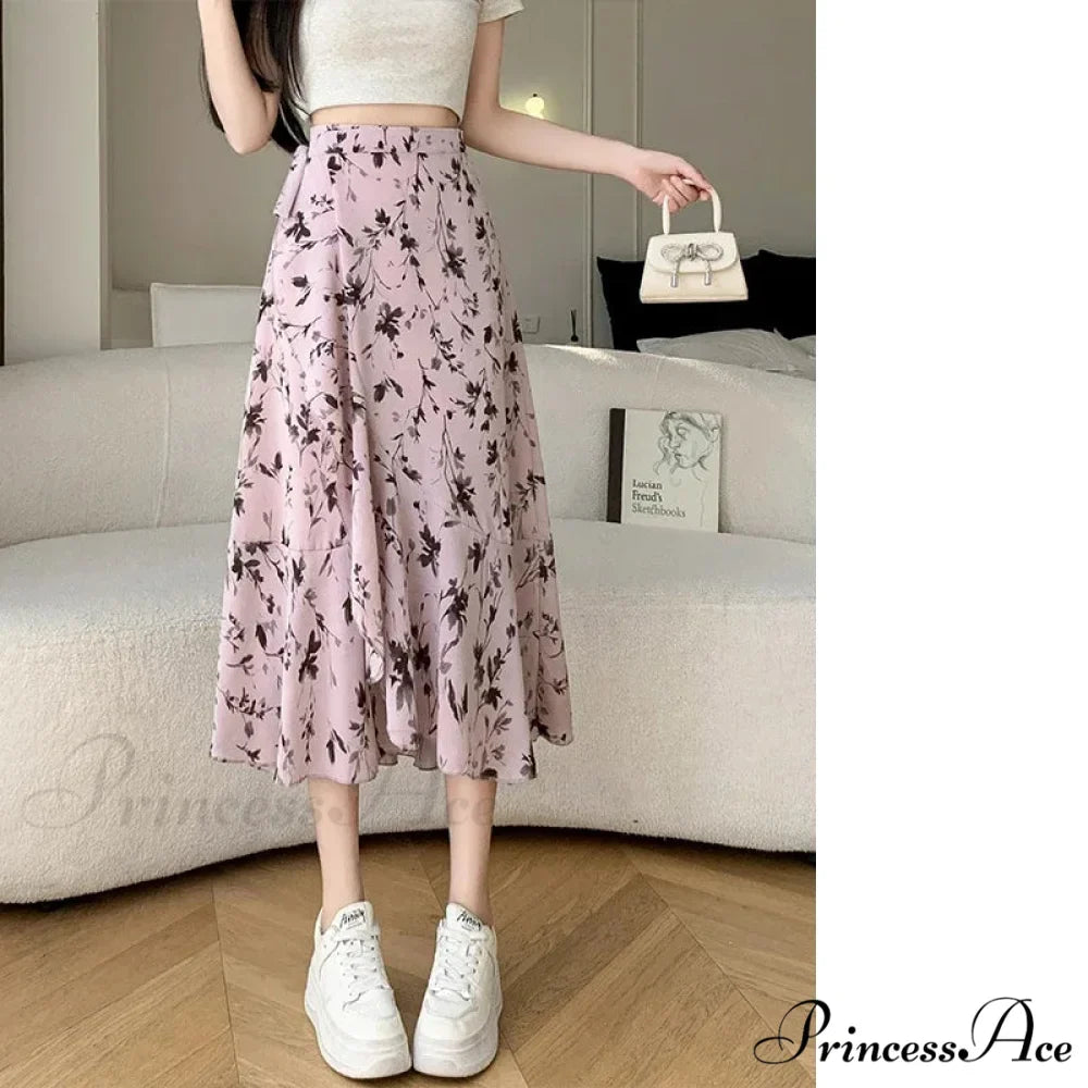 Floral Pattern A-Line Bohemian Retro Skirt Summer Spring