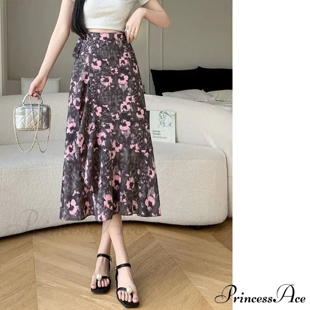Floral Pattern A-Line Bohemian Retro Skirt Summer Spring