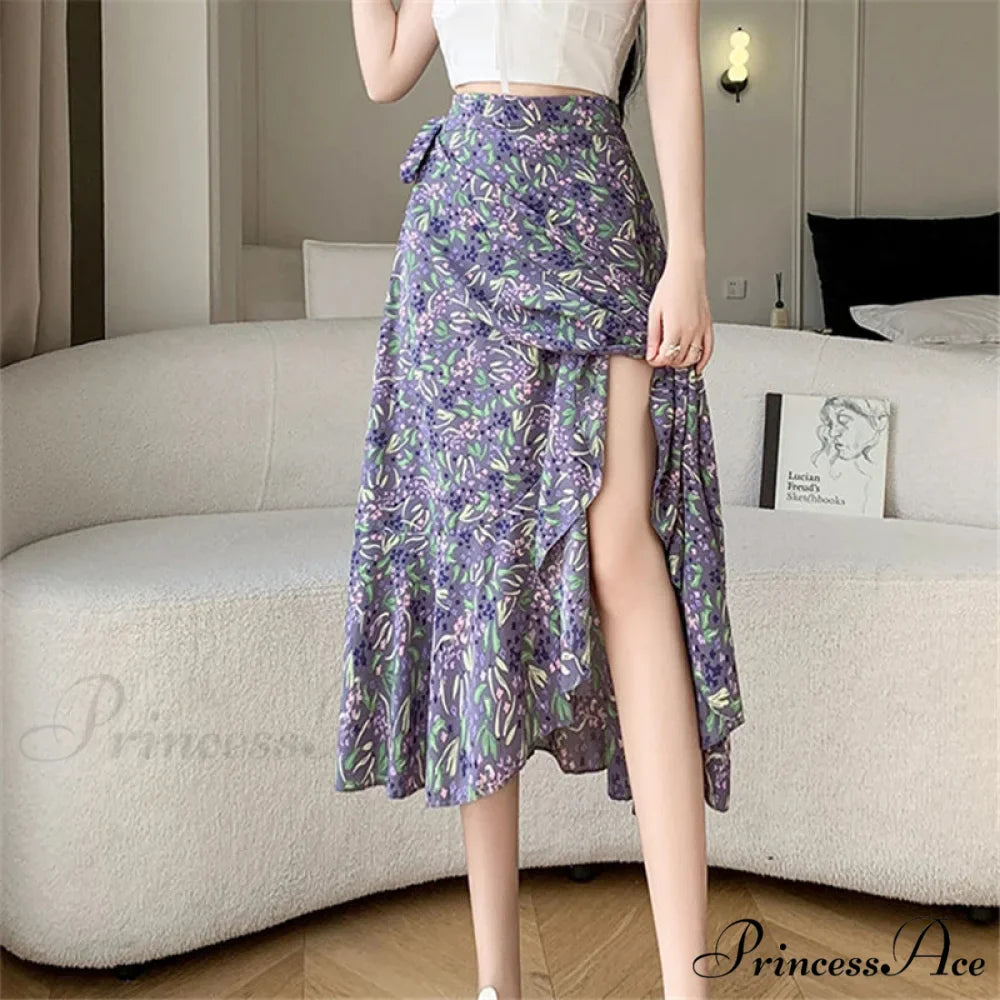Floral Pattern A-Line Bohemian Retro Skirt Summer Spring