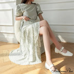 Floral Pattern A-Line Bohemian Retro Skirt Summer Spring