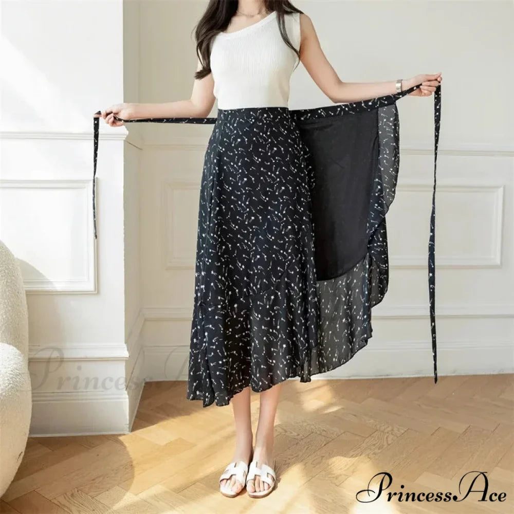 Floral Pattern A-Line Bohemian Retro Skirt Summer Spring