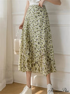 Floral Pattern A-Line Bohemian Retro Skirt Summer Spring