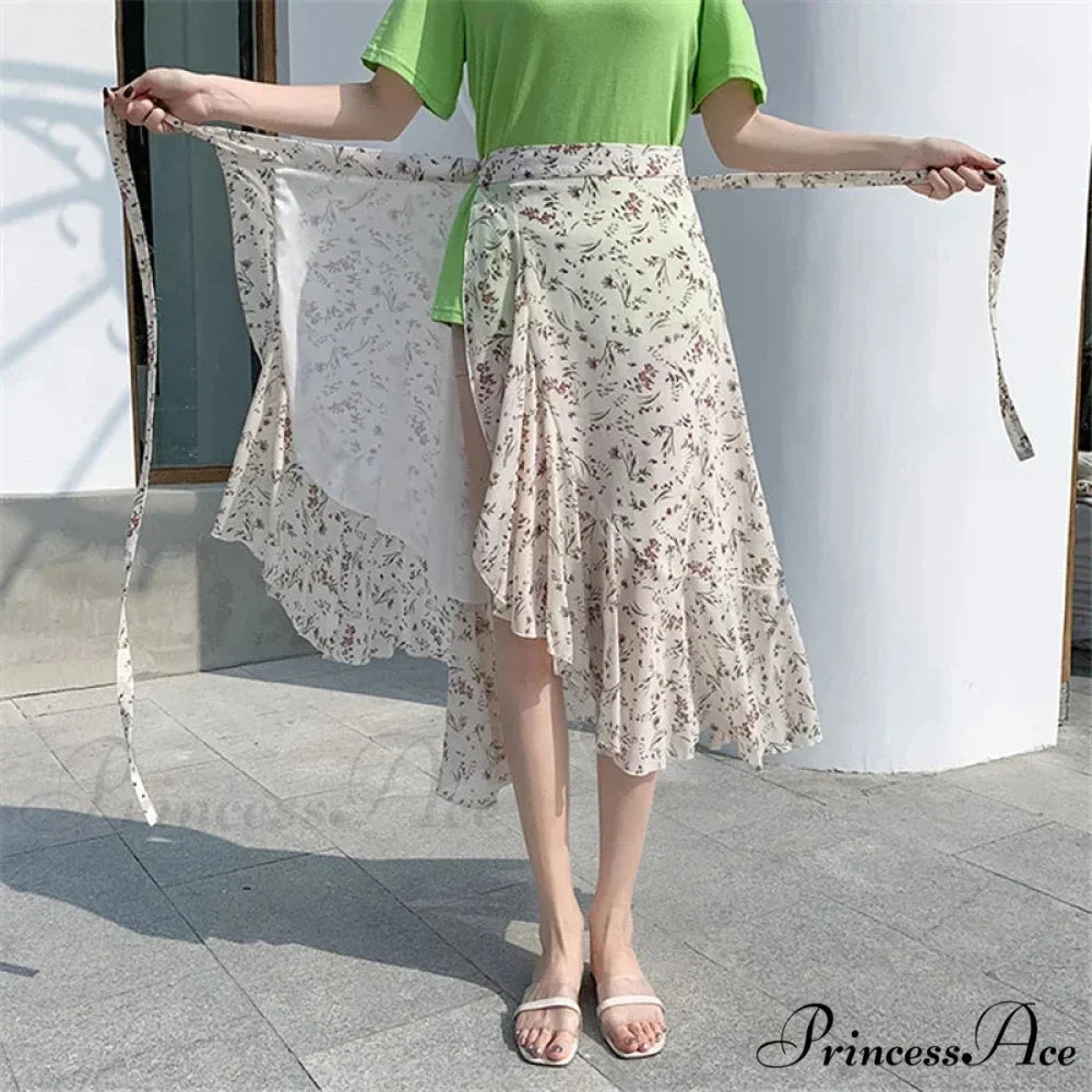 Floral Pattern A-Line Bohemian Retro Skirt Summer Spring
