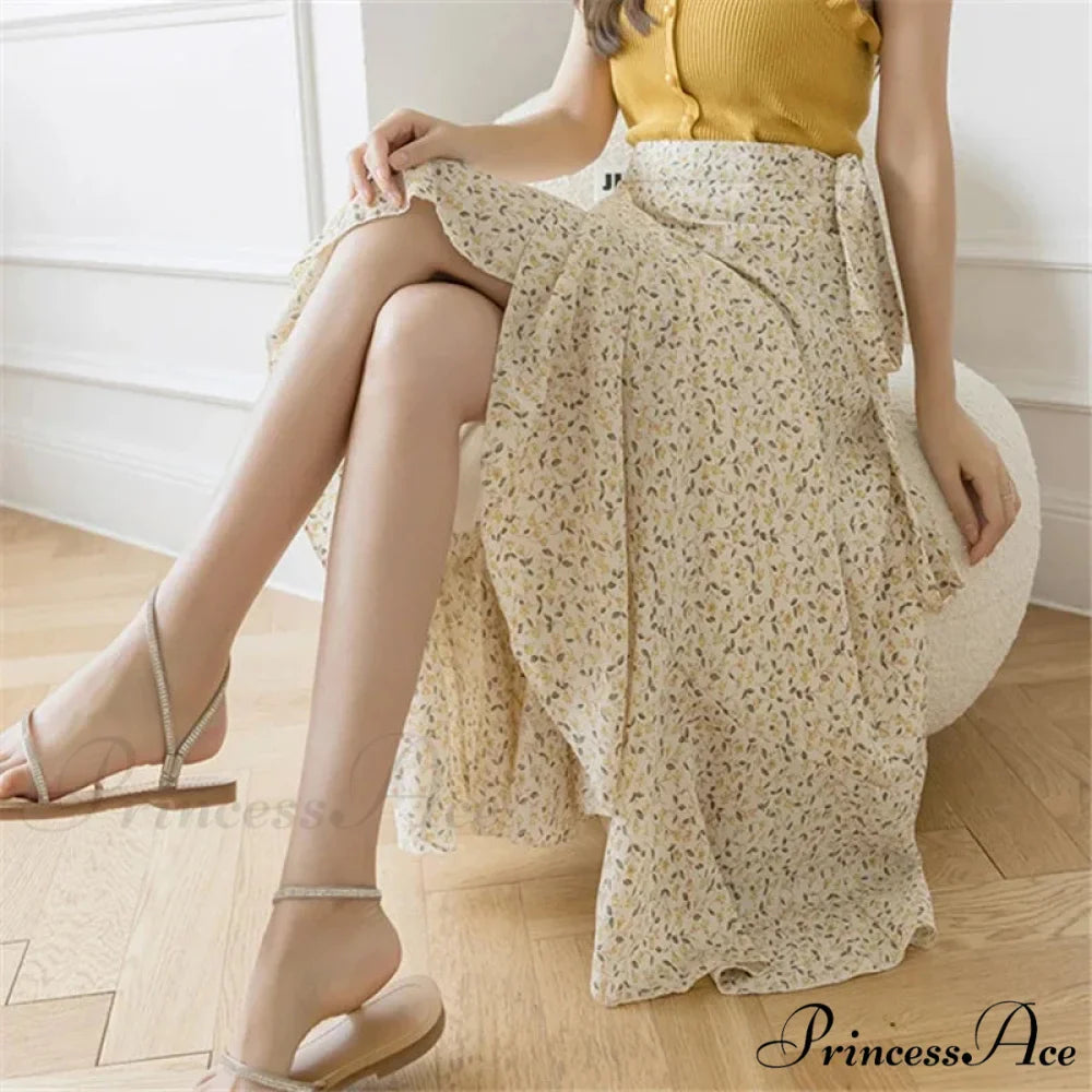 Floral Pattern A-Line Bohemian Retro Skirt Summer Spring
