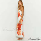 Floral Patterned Off-The-Shoulder Sleek Beach Long Flowered Dress