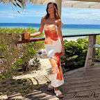 Floral Patterned Off-The-Shoulder Sleek Beach Long Flowered Dress