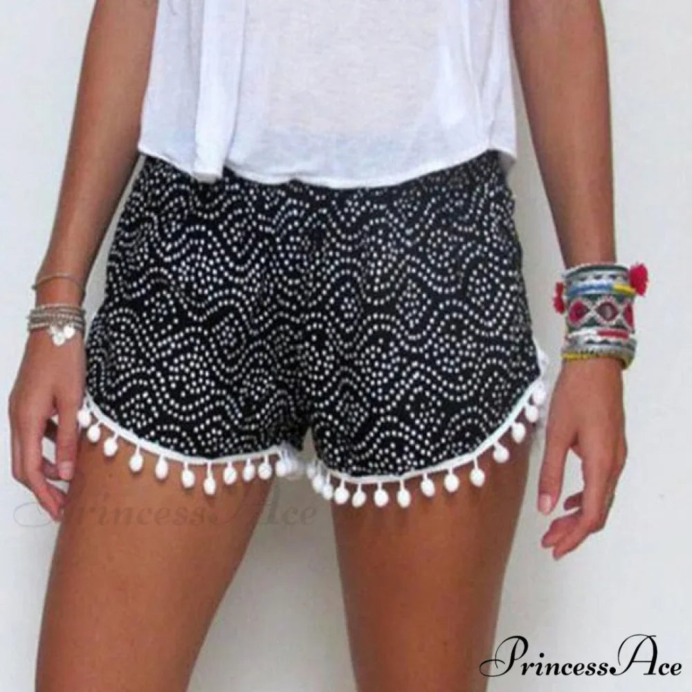 Floral Print Pom Ball Shorts