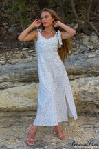 Floral Print Split Dress with Tie-Straps