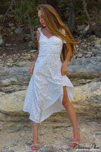 Floral Print Split Dress with Tie-Straps