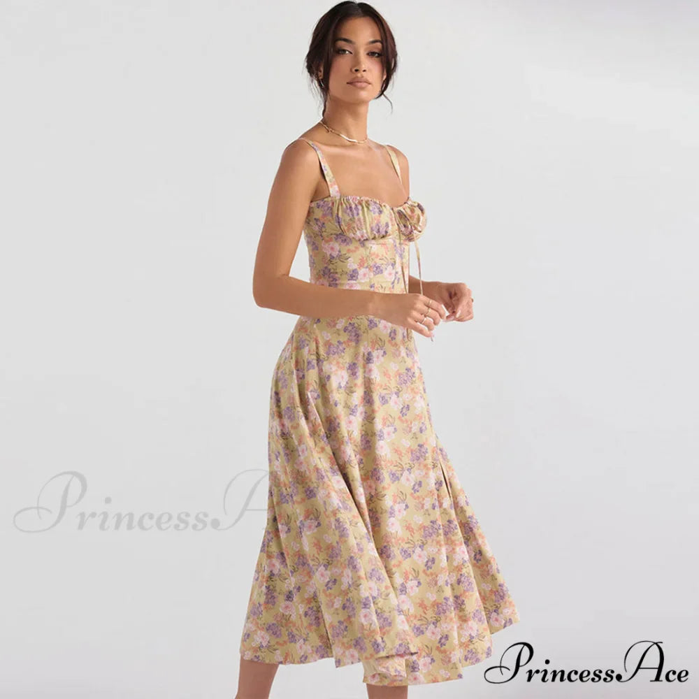 Floral Printed Crop Top and Classic Tiered Ruffle Skirt Matching Set