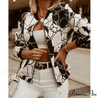 Floral Printed Elegant Zipper Bomber Coat