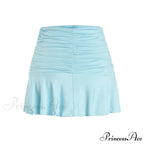 Floral Printing Ruched Slim Short Mini Skirt