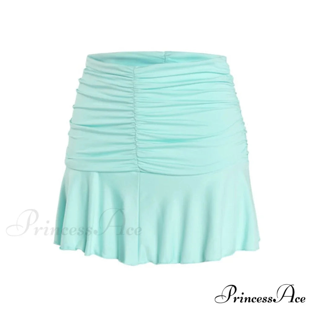 Floral Printing Ruched Slim Short Mini Skirt