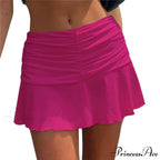 Floral Printing Ruched Slim Short Mini Skirt