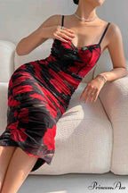 Floral Rushed Bodycon Cami Dress