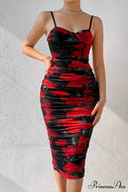 Floral Rushed Bodycon Cami Dress