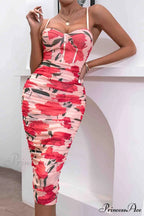 Floral Rushed Bodycon Cami Dress