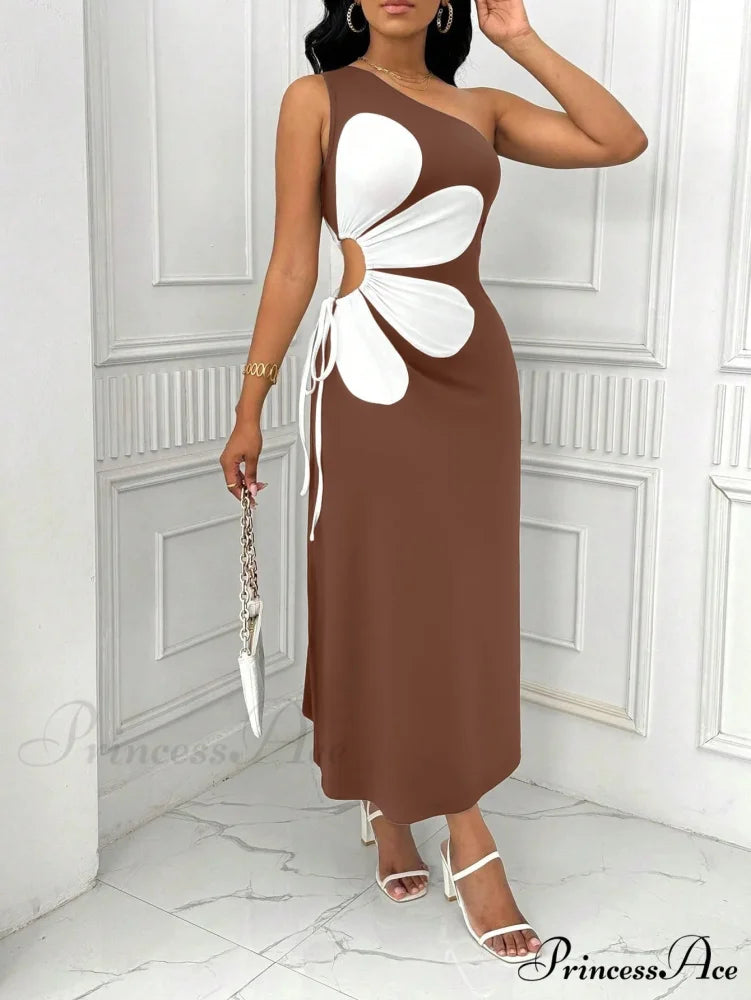 Floral Sleeveless Back Zipper Long Blossom Dress