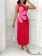 Floral Sleeveless Back Zipper Long Blossom Dress