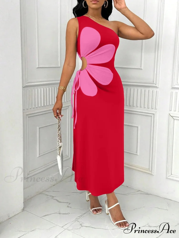 Floral Sleeveless Back Zipper Long Blossom Dress