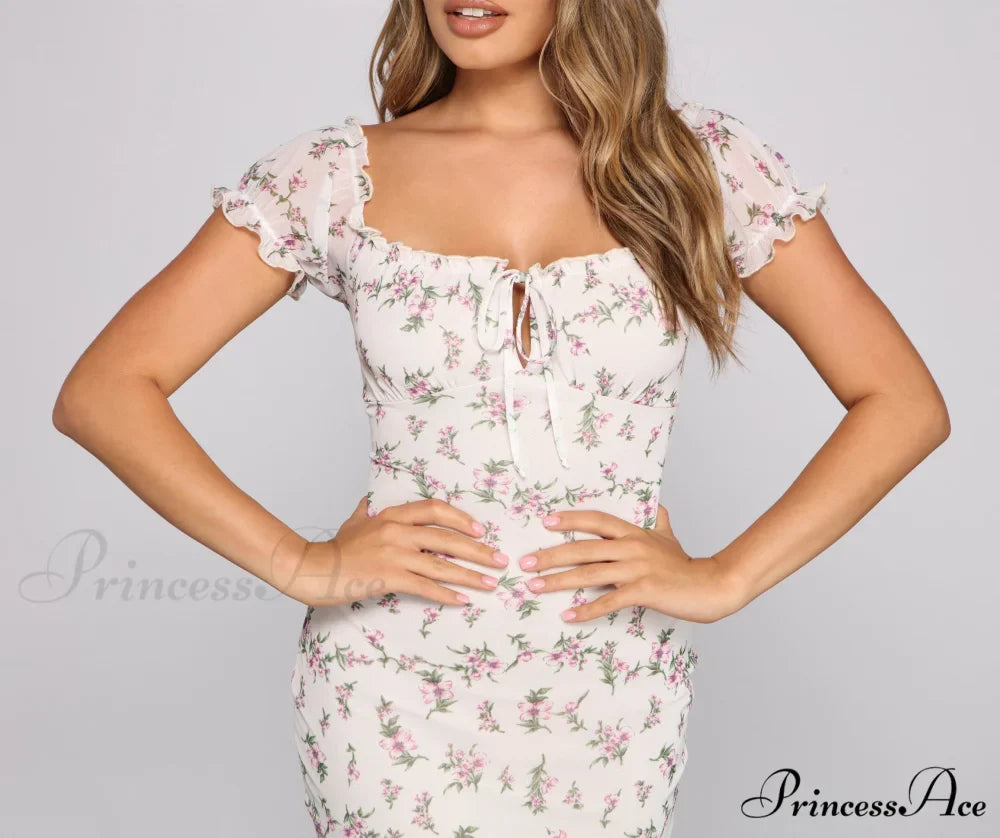 Floral Soul Puff Charming Sleeve Mini Dress