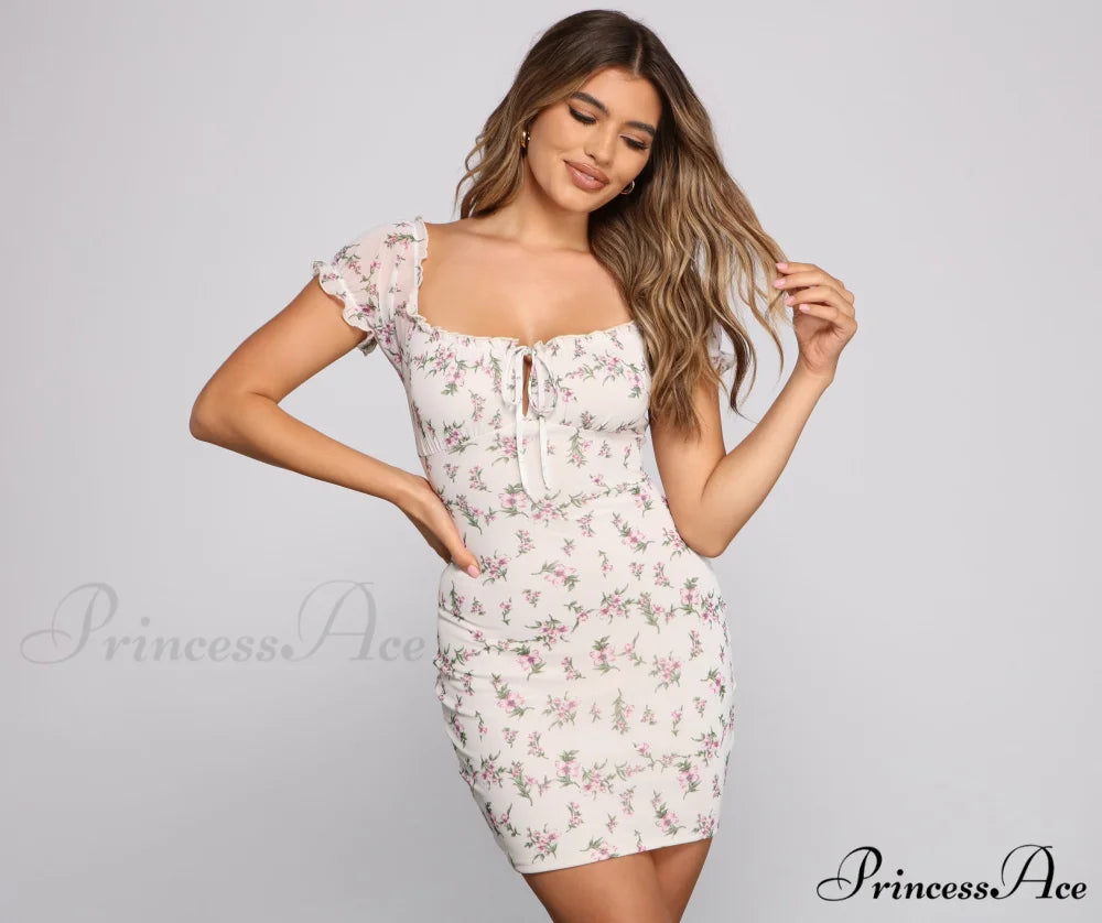 Floral Soul Puff Charming Sleeve Mini Dress