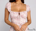 Floral Stunner Puff Charming Sleeve Mini Dress