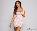 Floral Stunner Puff Charming Sleeve Mini Dress
