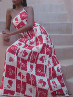 Floral Trim Unique Printed Graceful One Shoulder Flared Maxi Dress