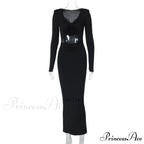 Florale Cut Out Long for Women Long Sleeve Sexy Sexy Midi Dress